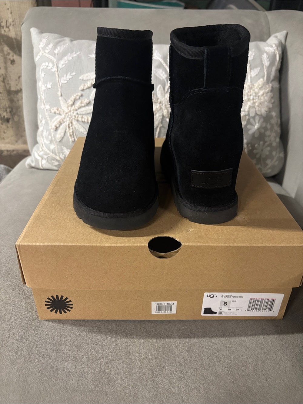 UGG Black Short Suede Ankle Wedge Booties